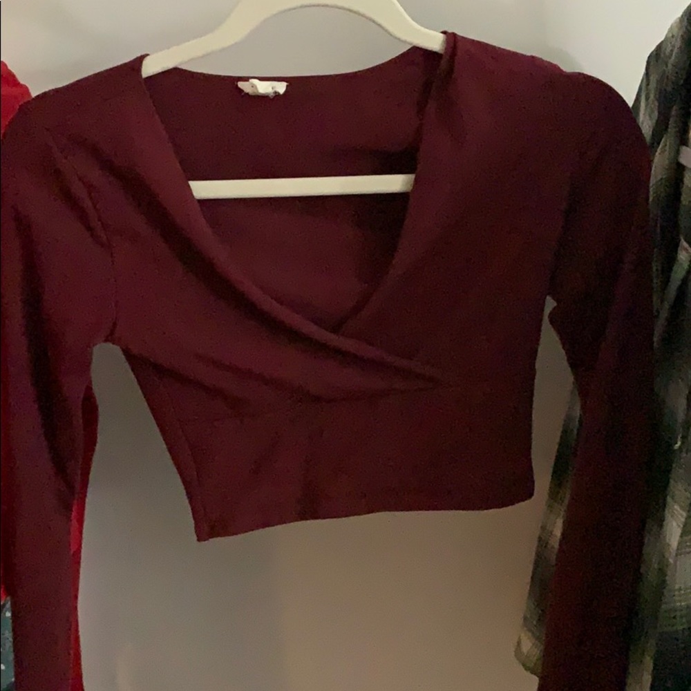 Purple long sleeve wrap top!